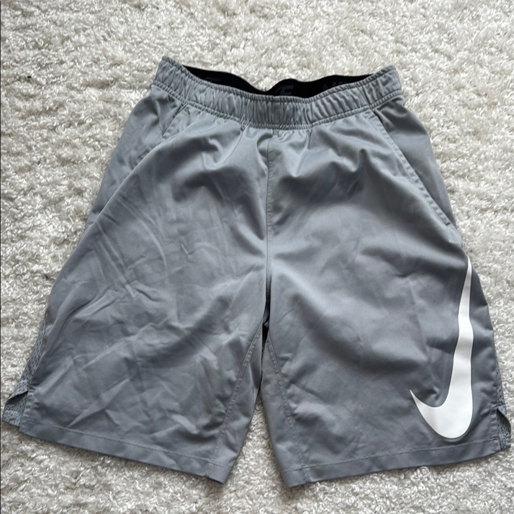 Nike Men's Athletic Shorts in Light Gray with White Swoosh
